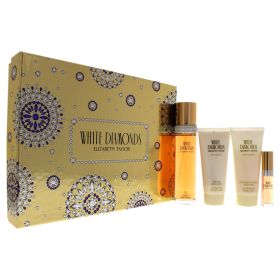White Diamonds by Elizabeth Taylor for Women - 4 Pc Gift Set 3.3oz EDT Spray, 3.3oz Gentle Moisturizing Body Wash, 3.3oz Perfumed Body Lotion