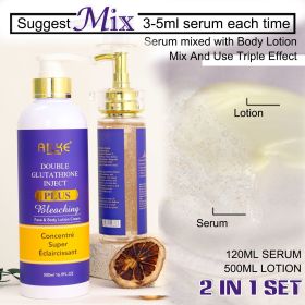 AILKE Whitening Dark Spot Removal Lotion, Antioxidant Body Cream, Smooth Soft Skin, With Double Glutathione, Support Wholesale (Color: Lotion and Seum)